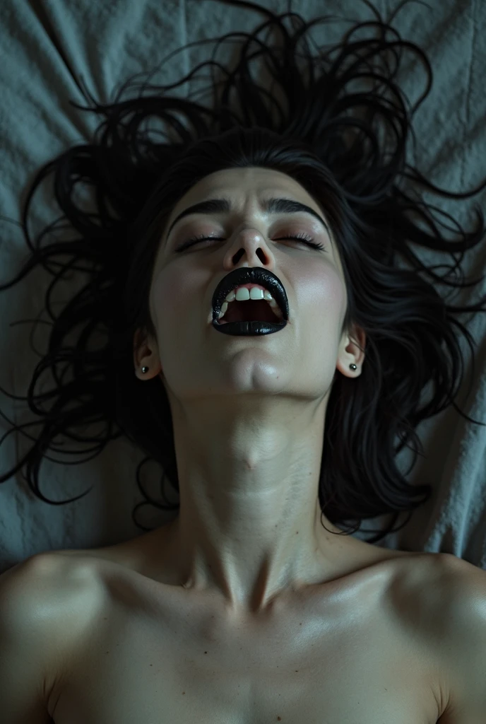 score_9, score_8_up, score_7_up, score_6_up, (rating: safe:1.5), 1girl, solo, (black_hair:1.5), wavy_hair, blue_eyes, looking_at_viewer, curly_hair, sitting, seiza, lips, sheet, (night:1.3), cxqz8r, bed, (skinny:1.3), (pale_skin:1.2), (open_mouth:1.5), (long_fangs:1.5), (furious:1.5), (holding:1.2), (holding_sheet:1.3), (hair_censor:1.5), (hair_over_breasts:1.4), (hair_over_one_breast:1.5), (very_long_hair:1.5), (nude_cover:1.3), (under_covers:1.4), (angry:1.8)