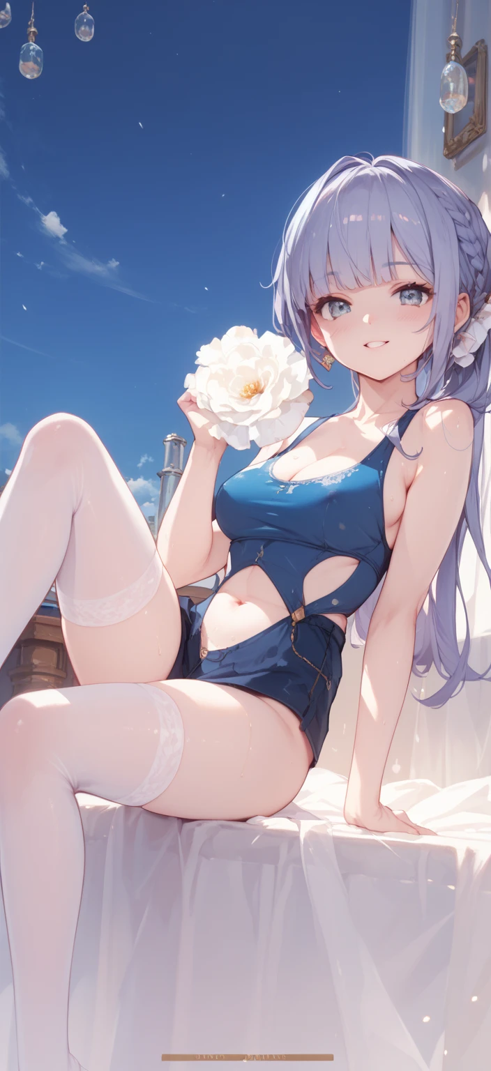 Dynamic posing, dynamic angle, Arrange pose,Top quality work，Show Legs，sexy, (long black hair),(blue eyes), 16 years old, Rose cheeks, Pretty cute Face, A perfectly proportioned face，full-body view， amazing, (large round chest)、Beautiful eye details、Beautiful eyelashes、beautiful double eyelid, with blush cheeks, transparent nightwear