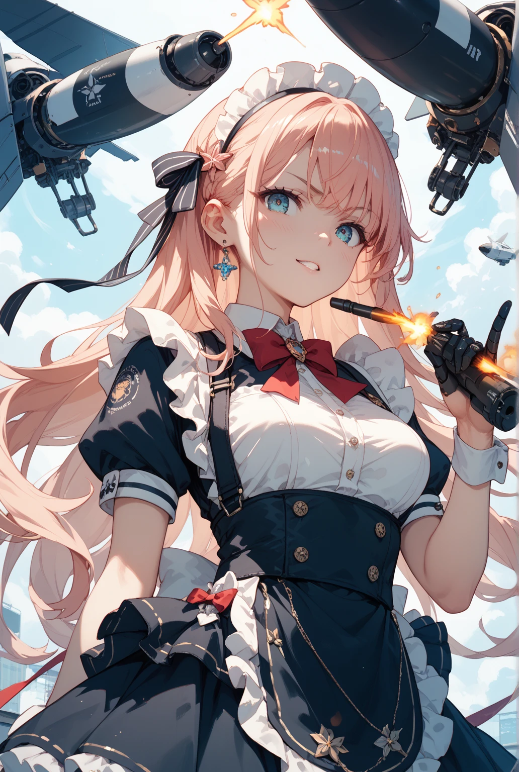 warspite_kantaicollection,
blonde_hair, long_hair, blue_eyes, braid, french_braid, hairband, crown, mini_crown, breasts, hair_between_eyes, smile, flower, large_breasts,
(masterpiece:1.4),(best quality:1.4), (amazing), (great illustration:1.4), (ultra-detailed:1.4), (art CG, 8K),1girl solo,full body,KonishiCSA,
(Black Leather Jacket:1.4),