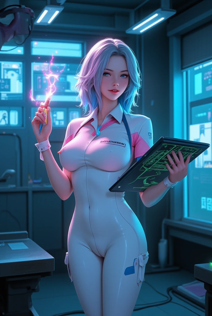  Half-naked Doctor Catgirl in latex leggings 