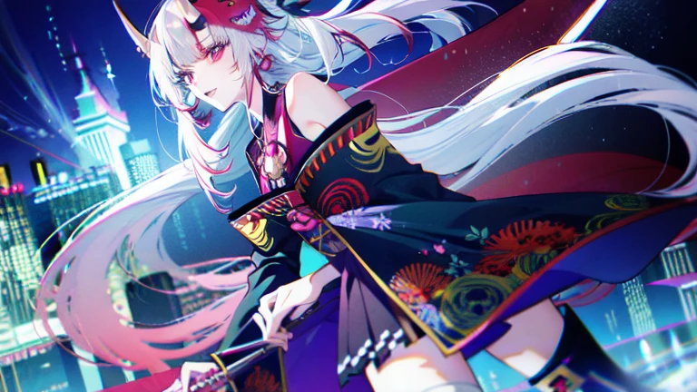 masterpiece, top quality, 1 girl, rainbow hair, harley queen hair, clown hat, joker, funny, fine eye detail, intricate detail, (style-pixiv:0,8), portrait, (spread of blood :0,7 ), solo, full body shot, background detail, (the wind blows with tarot card: 1.1) dynamic actractive pose, clown circus, pentagram, circus suit, medieval, abyss of darkness in the background