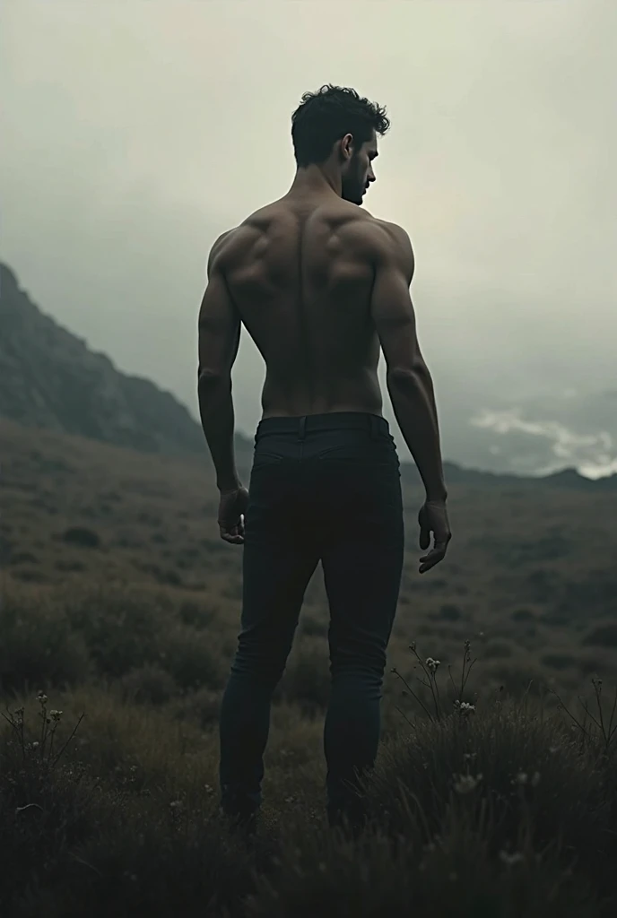 Sexually active man dressed with his hand on his waist looking at the horizon