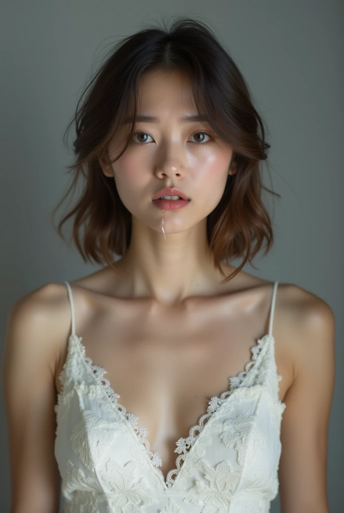 ((((A beautiful, spotless face: 1.3))))、(masterpiece:1.2,high quality), one girl, ((ultra-realistic details)), (realistic beautiful Japanese girl face), (full body), (((completely naked)), global illumination, shadow, absurd, Octane rendering, 8K, super sharp, metal, intricate, decorative details, highly intricate details, ((clean and beautiful face)), equipment, bob cut, (((18 years old)), (((small, Flat Chest: 1.3))), (((spread legs to show pussy))),((((She is subjected to humiliating torture))))、((((She is forced to perform perverted acts))))