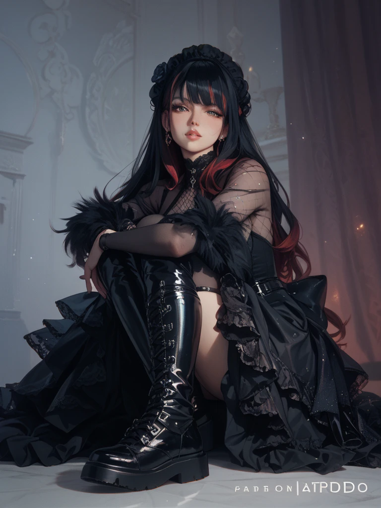 cute vampire, intense azure eyes, very long hair, pale skin, small, pointy breasts, slim, elegant arms and legs, sleepy look, wearing a thin, translucent red sweater, sitting inside an elegant coffin in a crypt lit by the moon through an intricate stained glass window (Masterpiece artwork) (sweater with fine and intricate embroidery) (gothic beauty) (gradient light) rear profile view, HD8K quality,detailed eyas, detailed hands, detaild face, full body, elf woman