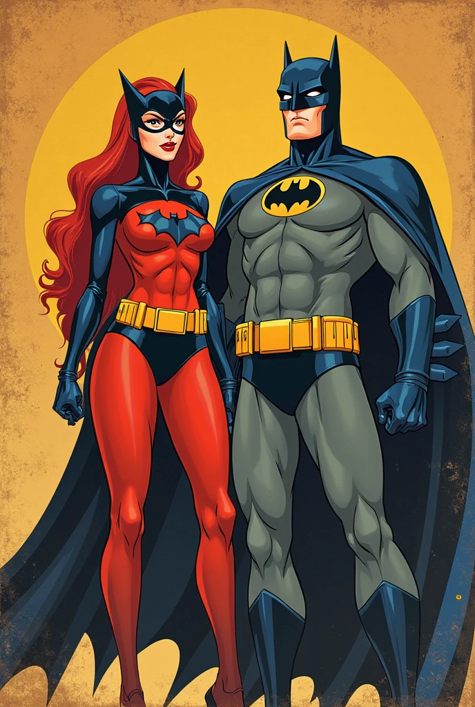 Batwoman and batman, heavy rain, gotham, dark atmosphere, high details, heroes, standing next to eachother, batman and batwoman, HD, fine details