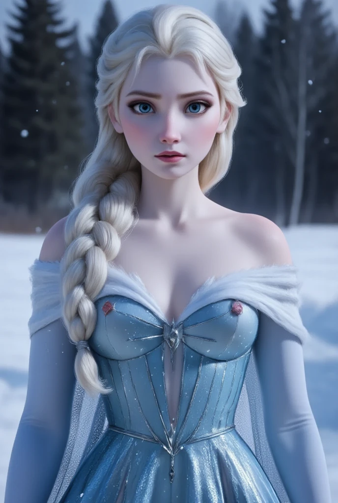 (best quality, masterpiece), 1girl, upper body, looking at the viewer, frozen, Elsa, white background