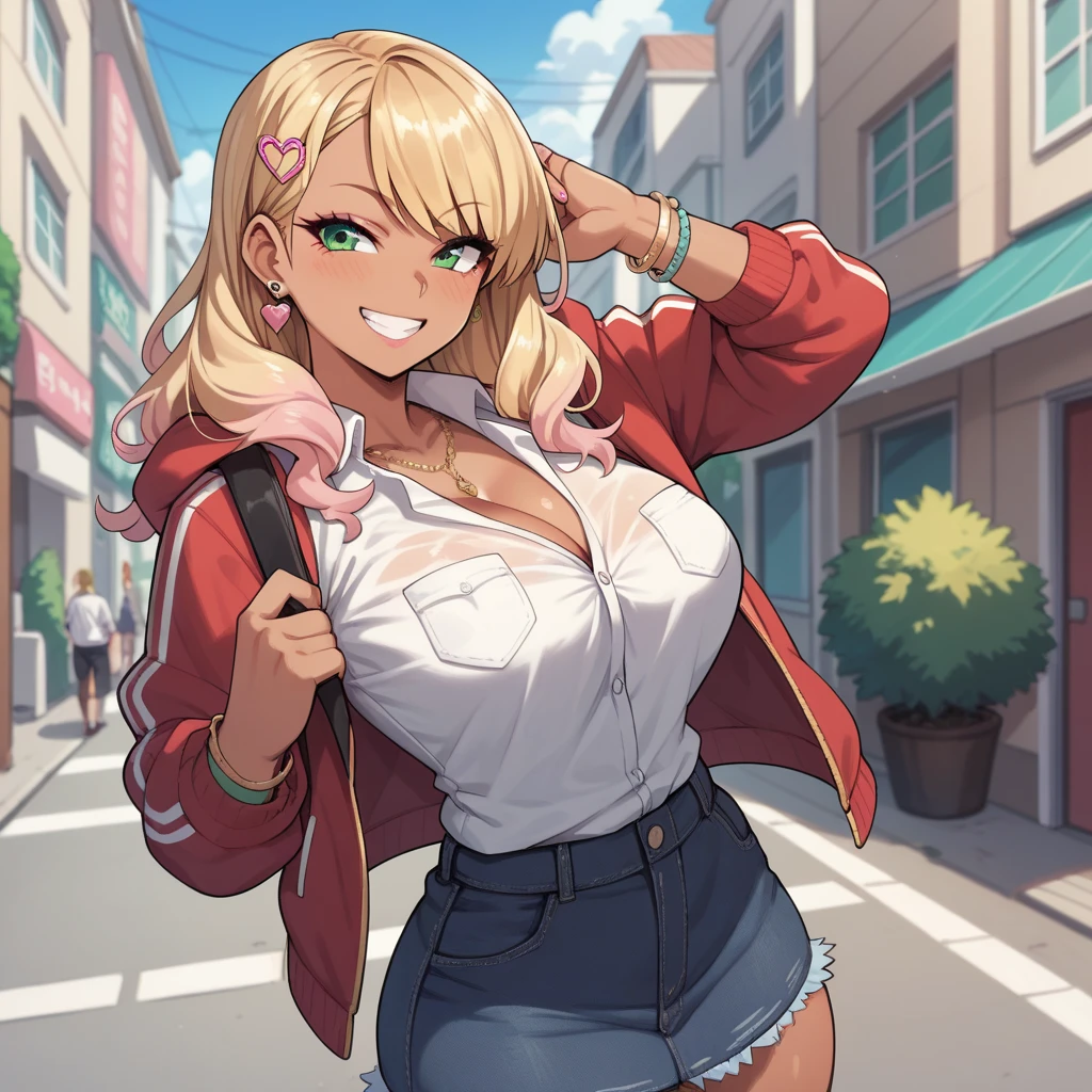score_9, score_8_up, score_7_up, source_anime, solo, 1girl, enoshima junko, grin, looking towards viewer, standing, twintails, bear hair ornament, v-shaped eyebrows, choker, collarbone, cleavage, Nude, BIG TITS, BIG ASS, COMICALLY BIG TITS, COMICALLY BIG ASS, NUDE, NO CLOTHES, SQUATING, TWERKING, SHAKING ASS, BARE ASS, BARE TITS, BARE BREAST, **SQUATTING POSITION**, hands in the air, Pink Panties, Tight Pink Crop Top, Spaghetti Straps, Pink booty shorts, over the top pink blush, over the top pink eyeliner, over the top pink eyeshadow, Crowded Street, Black Lifes Matter Protest, Black Thugs, Black Men, Muscular Black Men, Black Men, Black People in background, Muscular black men, HUGE ASS, Unrealistic Ass, unrealistic tits, **Over the top make up**, **Extreme Make Up**, Trashy Make up, golden hoop ear rings, Extreme make up blush, ***Multiple Black men***