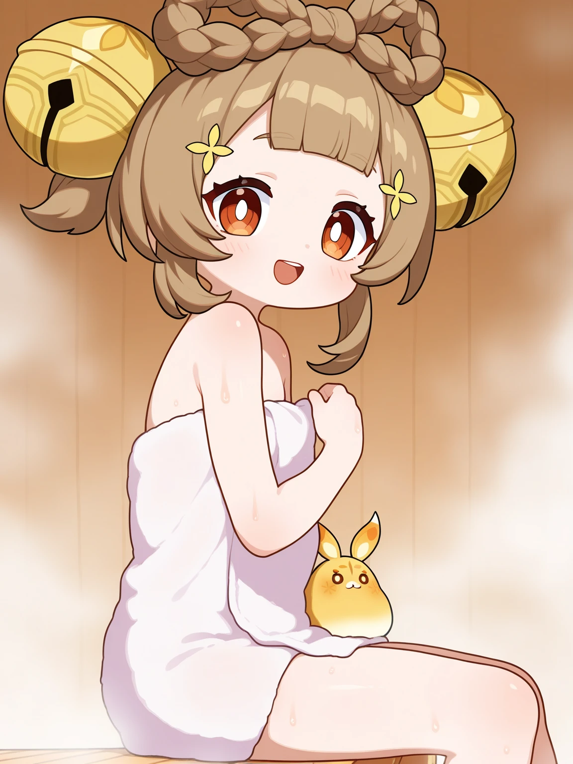 Cute beautiful girl、Embarrassed、naked、Gothic Lolita、A sweet and adorable blush、Beautiful Lips、Beautiful Eyes、Brown skin、squat、From below、Looking down