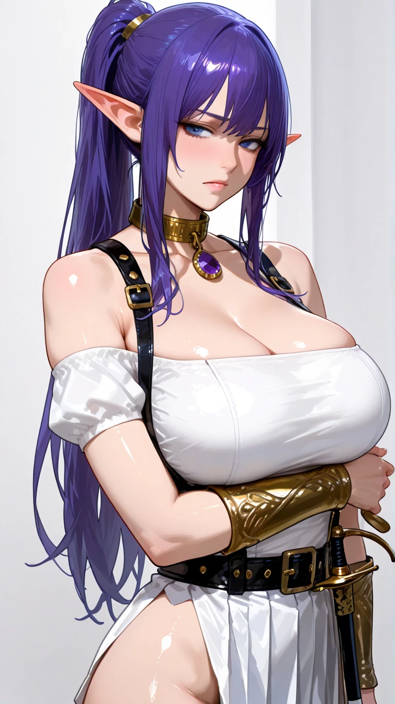 red eyes, (highest quality, masterpiece painting:1.3), immature woman, 16 years old, (half body shot), masterpiece, ultra high resolution, (Photoreal:1.0), ((light purple hair)),straight hair, beautiful shining hair, white and shining skin, ((Ultra realistic details)), octane rendering, highly detailed face, (big breasts:0.8), sexy pose,gold sequin long dress studded with silver,white fur coat,Gift Ribbon,More about neon colors,Put it in a nice photo frame and display it, open neckline, cleavage, perfect body, soft skin, silver earrings, (pure white background:1.4), sharp focus, intricate details, professional artwork, (bright colors:1.1), bright colors, diffused lighting, digital blending, ultra-definition body, ultra detail hair, super detailed face, that&#39;It&#39;s trending on pixiv, top button open, Cute gaze, compensate, perfect lips, perfect compensate, Ultra-precision coating, (light_smile:0.8), (smugness:1.2),blush your nose,