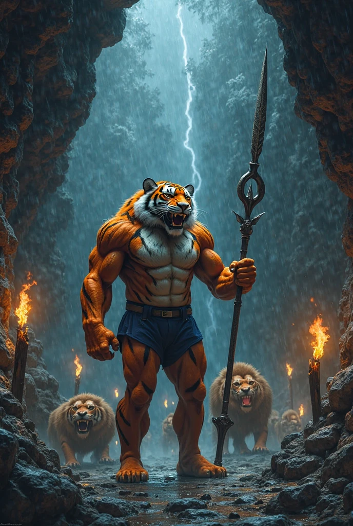 The tiger climbed the mountain hard,Bajiquan stunts,Pure mantra hard ginseng,Whole human body,Combat posture,Low viewing angle,Dim background,It was surrounded by a large amount of thick white fog,((an extremely delicate and beautiful one),((Men)),((lightning in hand)),Lightning surrounds men,((lightning chain)),Suspended crystals,There is lightning inside the crystal,unrealengine,masterpiece, the highest picture quality,highest resolution,8K,Extremely detailed images,Moon light,Shadow optimization,Realistic style