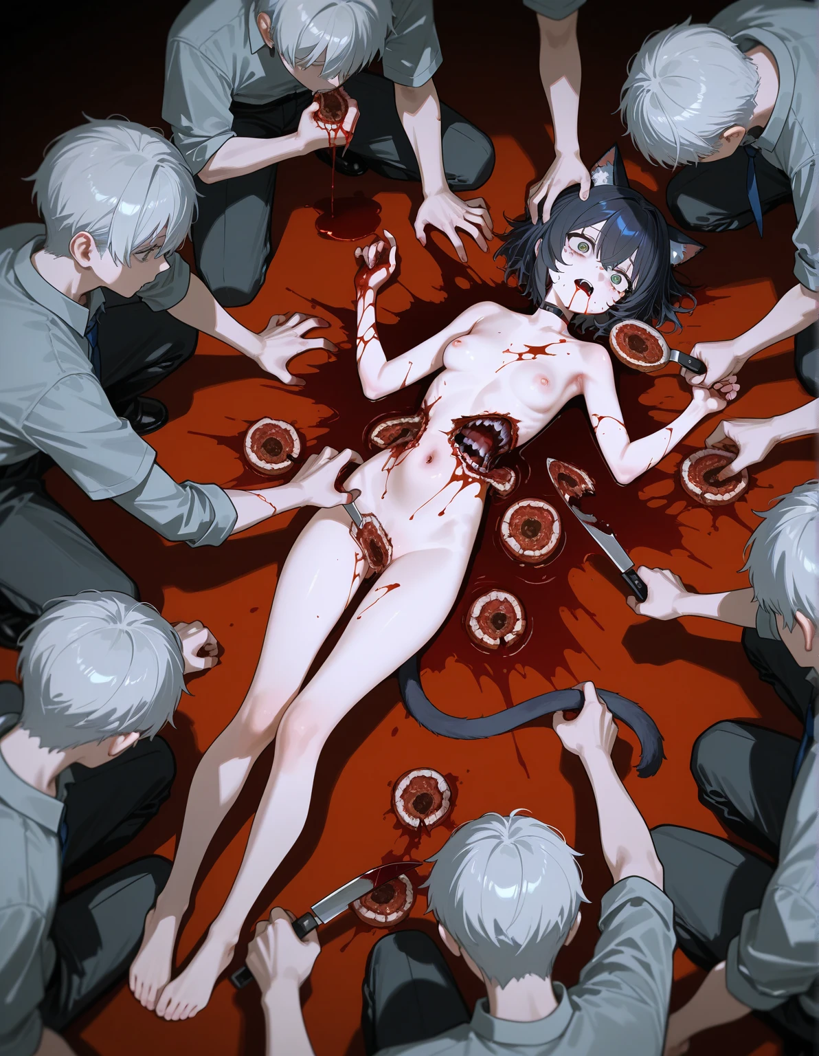 lying on her stomach、rape、zombie、Dynamic Angle、graduate School、Pussy、Both eyes open、Bones are exposed、Dark, rotten skin、Nipples、flat chest、Baby Face、forehead、Bloody、Injured、Hollow Eyes、I'm not feeling well、Wandering、Half naked、My clothes are torn、My hair is messy、Pale complexion、I'm about to die、Eating humans、Attacking the old man、An old man is lying down behind me、rape、gang rape、Humiliation