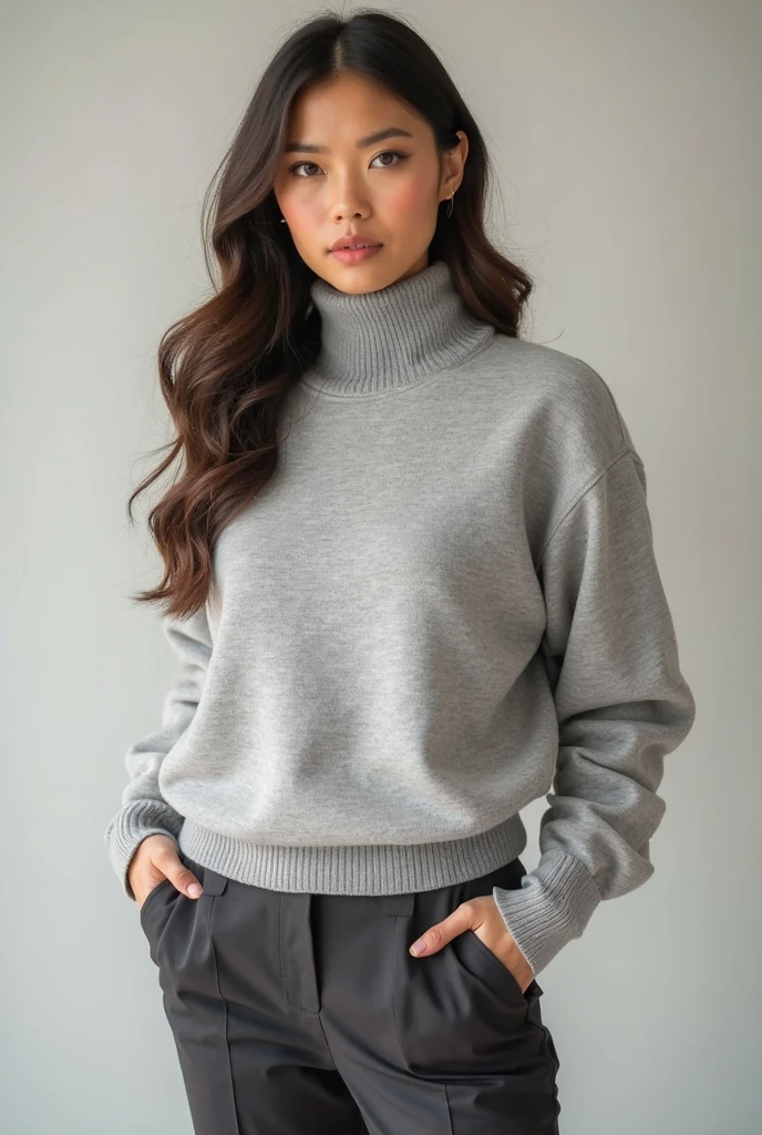 masterpiece、((Grey sweater))、 ((Plug Suit)), ((beautiful girl:1.2))、I am not'T'Without a mechanized body、Mechanized chest and abdomen、Mechanized back of the head、Body-hugging mecha leg rack metallic suit、 Are standing、Tied up、金属robot、((Cyberpunk Background))、(Neon Light)、(Futuristic Machine Factory Background)、Cyber Dynamo、Artificial body、All-metal body、Feragenekanisumo abdomen、((robot arm and hand))、((robot レガチン ネック))、Inside the spaceship、beautiful girl、、Asian Beauty, (ActuaTor and cables exposed from the abdomen.、Connected from the neck of the 金属robot to the body、Complex 3d rendering beauTiful porcelain profile super Familiard female android face、cyborg、robot部品、150mm、Beautiful studio soft light、Rim Light、Sharp details、Beautiful Cyberpunk、Ren Hao、Ultra-realistic、Anatomical、Facial muscle cable wire crochip、elegant、Beautiful background、Octane Rendering、HR Giger Style、8k、Highest quality、masterpiece、Awareness-raising、Very delicate and beautiful、 CG very knowledgeable、Unity、wallpaper、(Realistic、Photorealistic:1.37)、wonderful、Familiar、masterpiece、Highest quality、Official Art、Highly Familiard CG Unity 8k wallpaper、Absurd、incredibly Absurd、、robot、Silver Beads、Esvbian full body、Sit on