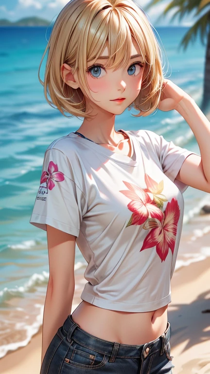 tshirt design, rzminjourney, Vector art, summer design,Blonde like silk, hot like Hawaii