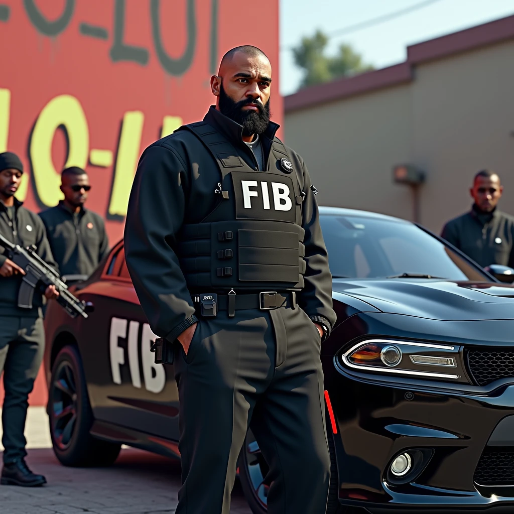 five evil, angry (uncle ruckus black cops looking sternly) at working class people, african american males, young, middle aged, fat, chubby, overweight, brawny, muscular, memphis inner city street, single family houses, sunset, dark, harsh garish cinematic lighting, red and blue film noir, cyberpunk, norman rockwell
