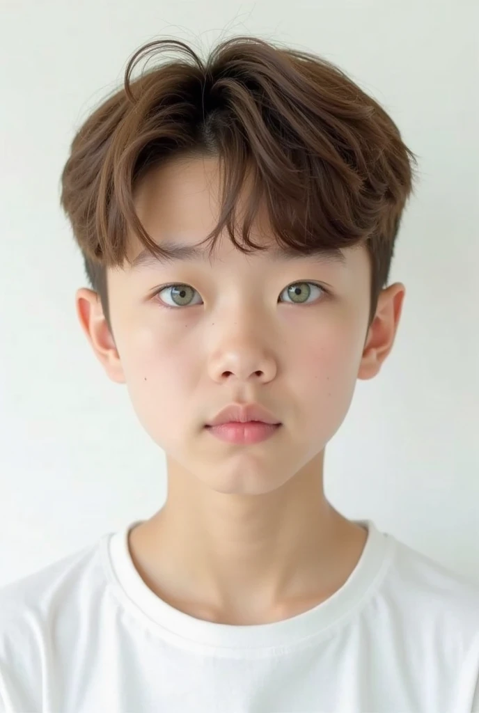 There's a boy with a backpack looking at the camera, pintura digital bonito, foto retrato suave 8 k, cabelos castanhos curtos e olhos grandes, 8k portrait render, kawaii retrato realista, retrato bonito-fino-face, rostos ultra realistas precisos, detailed face of a asian boy, menino com rosto neutro, Cara jovem e fofa, Yanjun Cheng, menino bonito