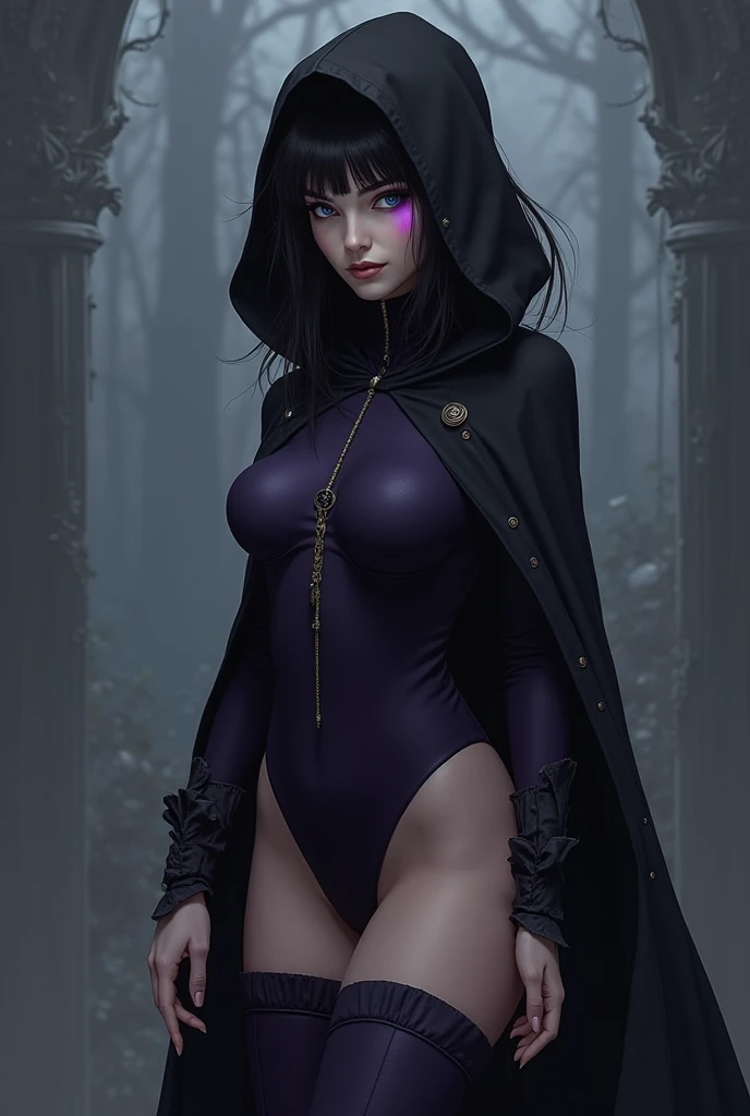 Dark fantasy woman necromancer, with deep v dress. Comic strip merges Mindbug flair with Dune aesthetic, Moebius draw, watercolor technique, foreground focus, desolate forest backdrop, futuristically functional attire, advanced survival technologies, mix fantasy + sci-fi, beauty in harsh world, captured in watercolor strokes, thrive, natural light, highly detailed, digital painting.