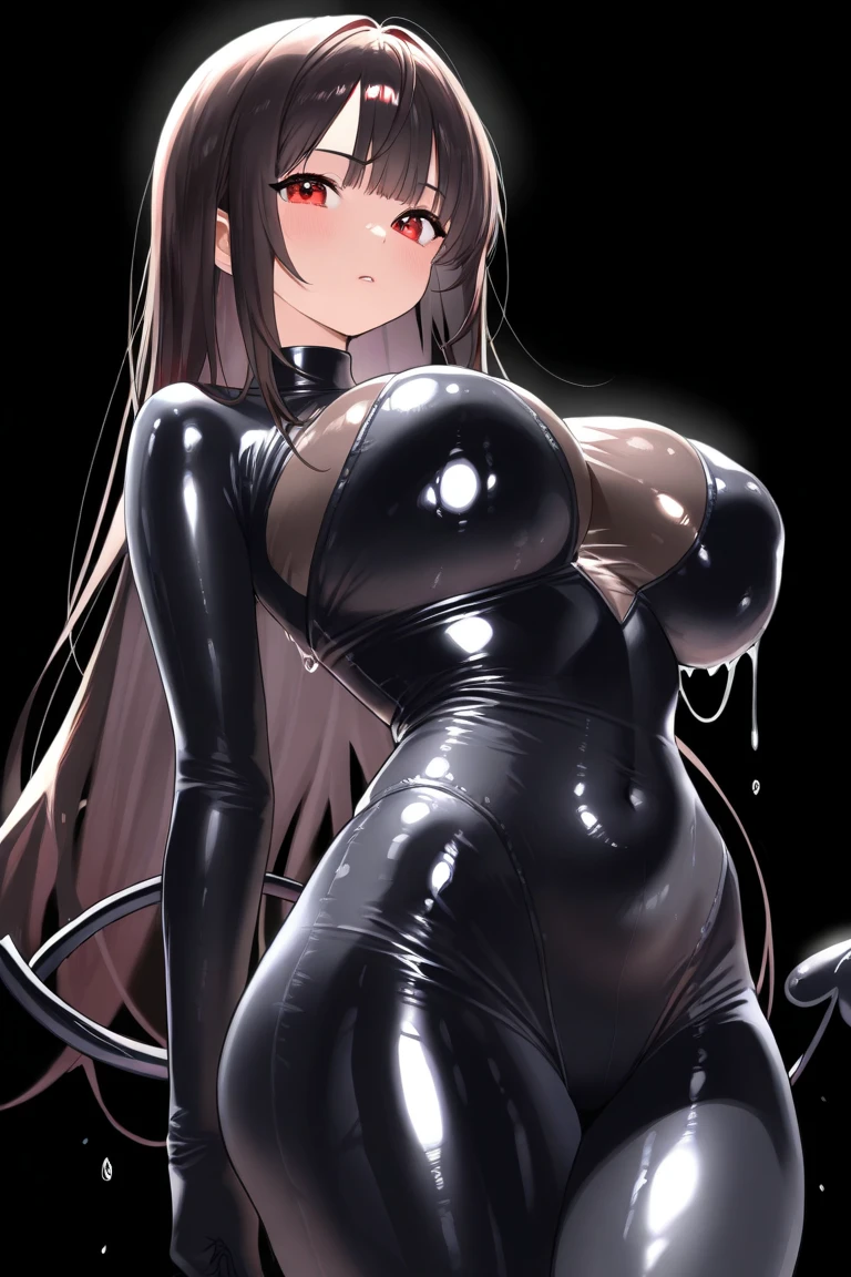 (((((Best Quality, 8K, 32K, masterpiece, 1.2)))),{{solo}},((nsfw:1.5)),{{{Character reference: Nikke's Diesel:1.5}}},((perfect beautiful face:1.2)), slender body, arms behind back, bound,full bodysuit, (covered nipples:1.2), black blindfold, blindfold, cloth gag,clenched teeth, frogtie, gag, gagged, improvised gag,latex, (shiny clothes:1.2), dildo, vaginal dildo, inserted dildo into pussy,love juice, leaking pussy juice from pussy,