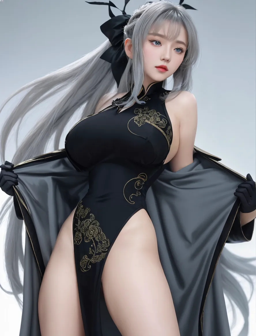 An Idol k-pop girl, (cute face:1), (lewd face:1), braid hair, intricate face details, detailed face, golden ratio face, ((huge breasts:1)), ((large breasts:1)), ((giant breasts:1)), ((big breasts:1)), ((slim waist:1)), ((big butt:1)), ((big hip:1)), ((big thighs:1)), ((thick thighs:1)), ((intricate hands:1)), ((detailled hands:1)), ((intricate feets:1)), ((detailled feets:1)), (polished skin:1,9), (sweaty:1,9), (thicc:1), (erotic:1), (perverted:1), (she is sexually aroused:1), (full body:1), (look at viewer:1), 64K, UHD, HDR, global illumination, (high quality, high detailed, hyper detailed, extremely detailed), photo realistic, ultra realistic, art photo, (clarify the details, detailed parts body), intricate artwork masterpiece, trending on artstation, (horny face:1), (dark yellow eyes:1,9), (white hair:1,9), (light pink lips:1,9), tight clothes, standing, night sky, stars, moon, clouds, mountain, glass, plants, black long socks, black long gloves