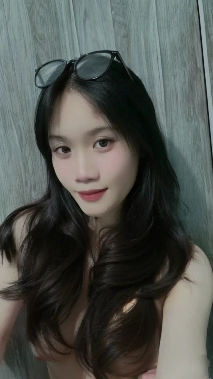 1girl,(masterpiece:1.2), (best quality:1.2), (extremely detailed), ((cleavage)), selfie from center front, (extremely detailed face), ultra-detailed eyes and pupils, broad shoulder, (ultra detailed), 8k, photorealistic, pretty face, smile, instagram shot, instagram style, in the bedroom, looking at viewer, facing front, smiling, perfect skin, cinematic lighting, fair skin, black hair, black eyes, portrait photo, (small breast:1.2), slender, no makeup, nikon RAW photo, 8k ,Fujifilm XT3, photorealistic, detailed face, fair skin, perfect shape, slim face, indoors, dim lighting, (looking at viewer:1.2), <lora:hyejeonglorashy:1>