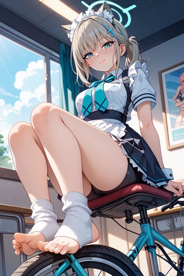 Kagamine rin , 1girl, enfermera, Gorra de enfermera, Desgaste blanco, ((Legwear blanco, Zettai Ryouiki)), Guantes blancos, cabello rubio, ojos azules, labios rosados, They are smiling, En pie, ((hospital room)), sharp outline, manga corta, La mejor calidad, Obra maestra