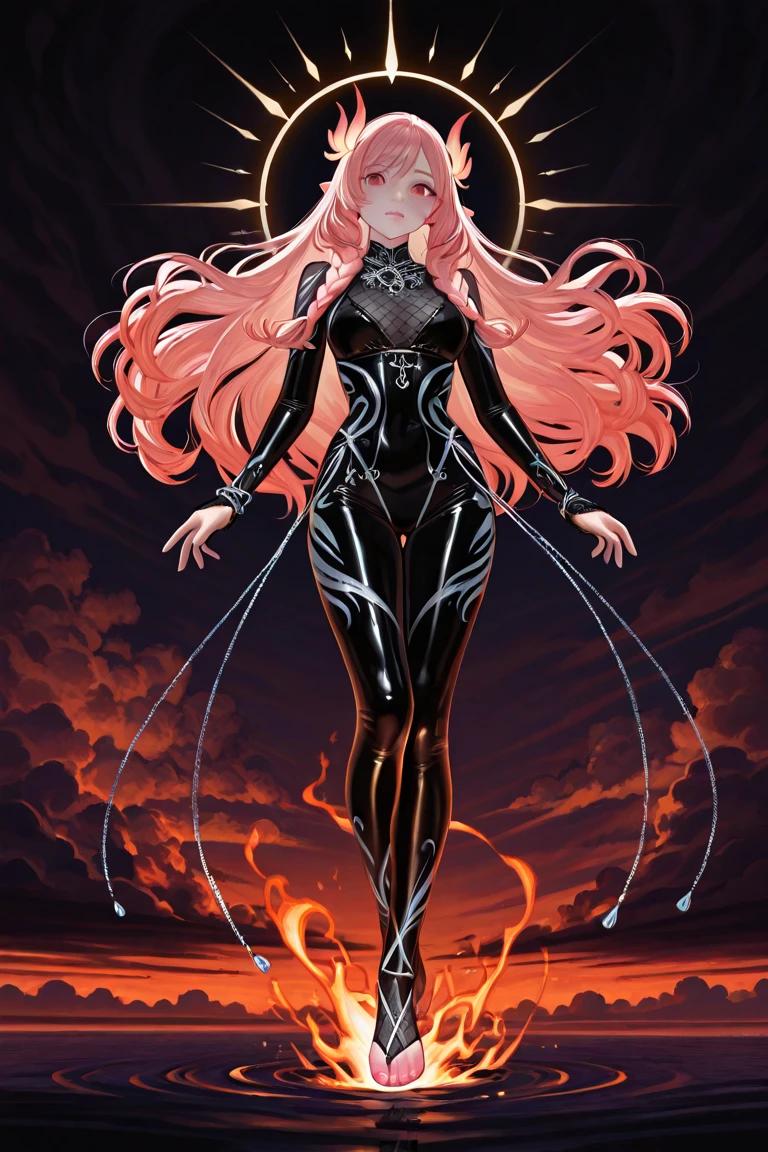 diabolical and evil aesthetic, high fashion campaign, high heels, android biomorphic catwo, low angle, long shot surrounded by scary cyborgs a giant sinister and evil Octopus, big eggs and mirrors, modern trendy design, avant garde futuristic inspired, dark dramatic horror atmosphere, lovecraftian horror, tubes and cables in the backround, she's standing in a pool of red goo, incredibly detailed, sharpen details, photorealistic