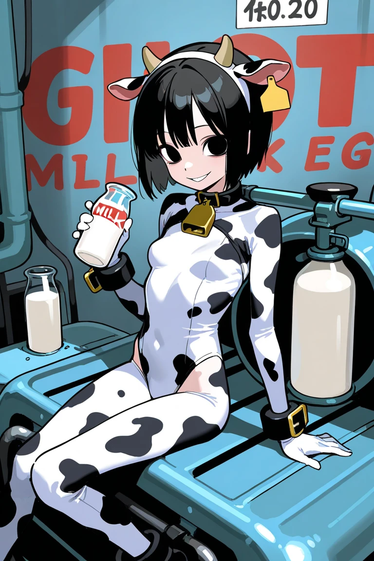 (Hyper-realistic), (a picture), (high resolution), (in 8K), (high detailed), (Best Illustration), (Beautiful detailed face), (top-quality), (ultra-detailed), (masterpiece), (wall-paper), (Detailed face:1.4), short-length hair, (1girl), (Shiny skin), (thin cheeks, shinny skin, shiny lip, lighting on the face), (squatting:1.0), Cameltoe, (smile), (rolling eyes), (cross-eyed), (ahegao), (open mouth), (tongue out), (in cowshed:1.2), (blurry background), (hucow), (cow girl), (cow ears), (cow print thighhighs), (nude:1.4), (topless:1.2), (pubic hair:1.2), (big nipples), (huge nipples), (cow horns), (neck bell), (ring collar), (milking machine:1.8), (milk stream:1.2), (breast pump:1.2), (nipple suction:1.4), (projectile lactation), (sagging breasts:1.2), (huge breasts), (tubes suctioning), (suction device), (harness), (tubes attatched to nipples), (nipple harness), (metal cage), (hoses:1.2), (grabbing own breast), (breastfeeding), (cow head mask:1.8)