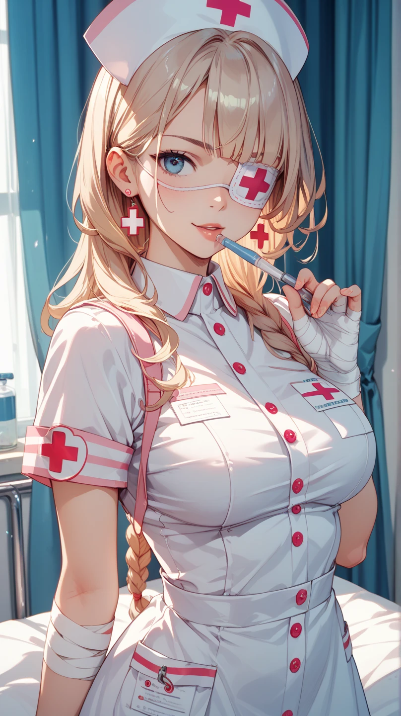 masterpiece,1girl,   cleavage cutout,  nurse, nurse cap,