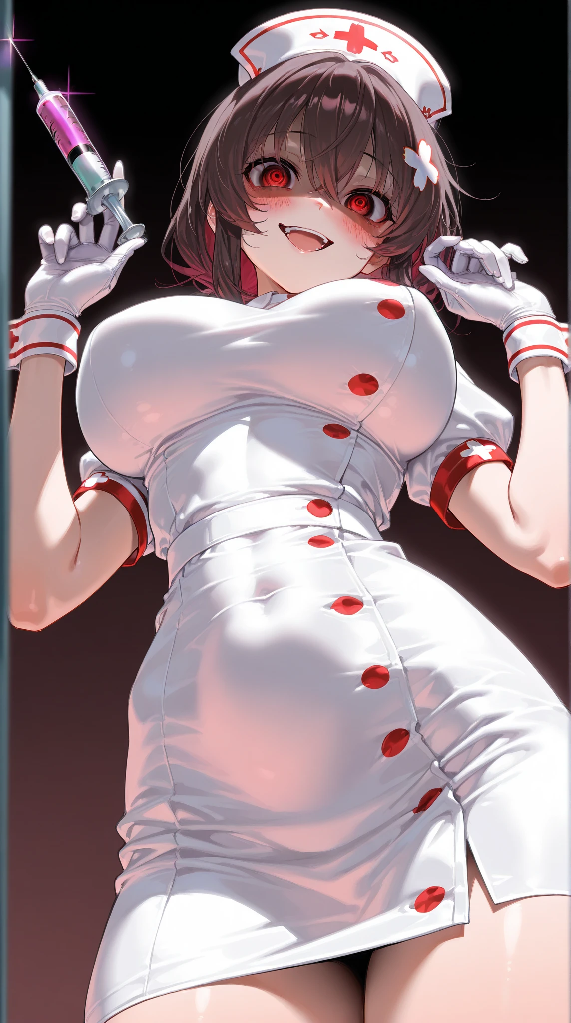 hermaphrodite, Androgynous succubus, In the hospital, (Wearing Nurse’s uniforms :1.8), (Erection - bulge only in the crotch:1.5 , Feminine physique、Feminine face), (Seductive facial expressions,Poses to seduce) Wet hair, wet costume, (drenched in cloudy liquid:1.5), (8K High Resolution, high-level image quality、high-detail, Wallpaper ), (Perfect face),(liquid-like costume,melted:1.2, Transparent:1.3)、Golden Eyes、(perfect arms, Perfect legs, Perfect fingers, Perfect Anatomy:1.2)、 Bewitching smile、long claws、piercings、The tattoo、Ruthless smile、Demon Horns、tusk(Hair color variations、Changes in skin color)、Make your wishes come true