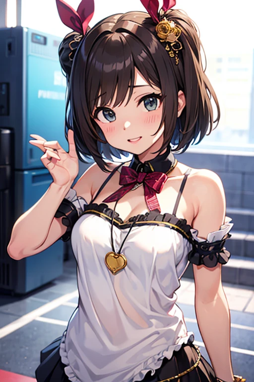 (masterpiece, best quality:1.5), (high resolution 8K), detailed eyes and face, detailed body,
BREAK 1 girl, bob, center part, forehead, brown hair, piercing, brown eyes,
BREAK blush, seductive smile, model posing,
BREAK reverse bunny, (long sleeve:1.1), wrist cuffs, bare shoulders, (meme attire:1.3), (navel:1.2), bunny ears, rabbit tail, thighhighs,
BREAK at casino, night, moody lighting,