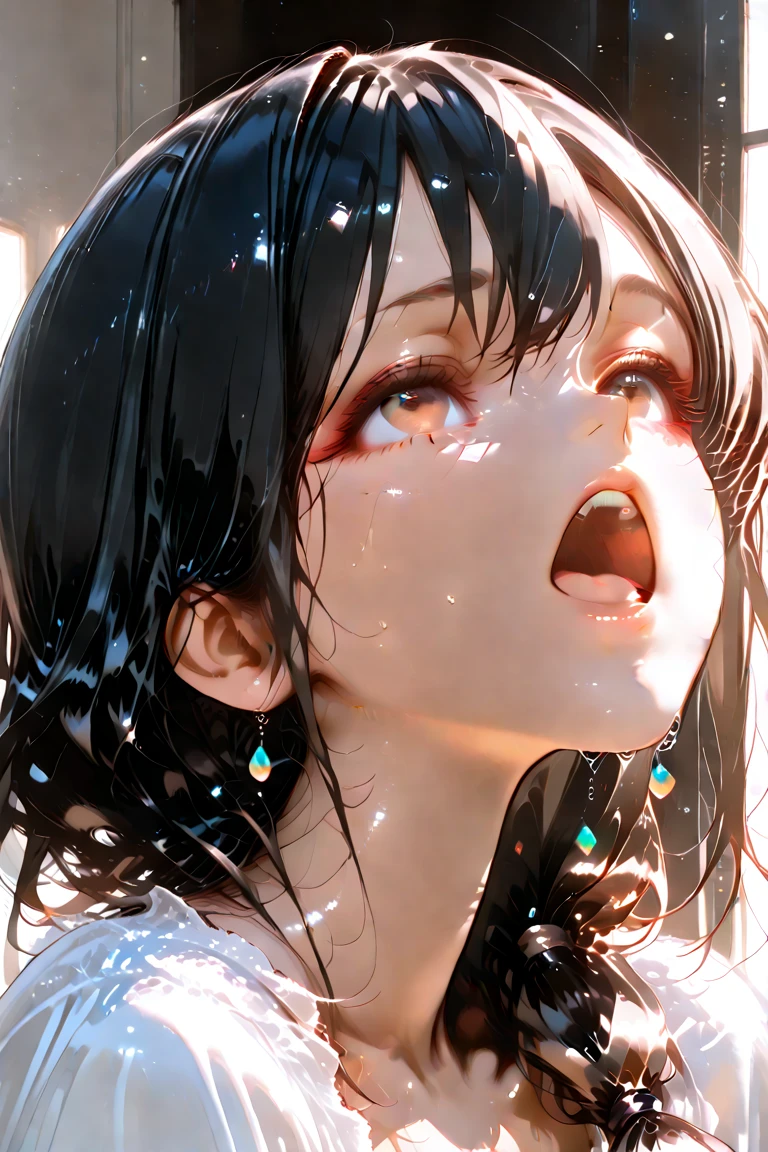 Highly detailed, High Quality, Masterpiece, beautiful, 1girl, solo, CryingAsagiriAya, <lora:CryingAsagiriAya:1>, (monochrome:1.3), Nakiri Ayame, <lora:Char_VTuber_NakiriAyame:1>