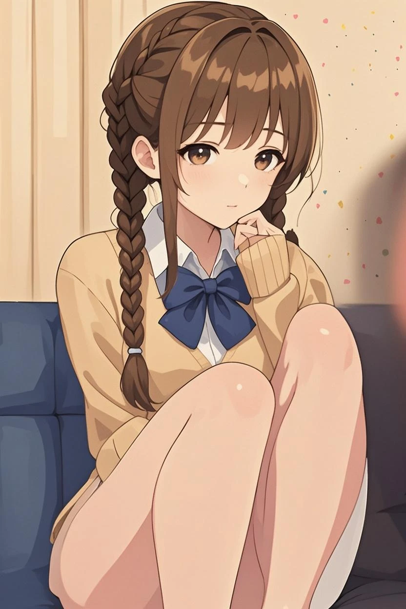 (masterpiece、Highest quality、Highest quality、Official Art、Beautiful and beautiful:1.2)、(One girl:1.3)Hatsune Miku、Twin tails,Beautiful breasts, daughter , Hair Gold , 12 years old , Grin , In the medieval classroom , Brown Shoes , White Stockings, Swollen breasts, Reading a book, Sitting on the floor