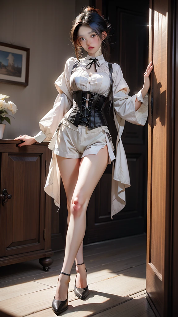 2B has a beautiful and cold atmosphere.、Please picture yourself standing in the background of a devastated future.。There are complex emotions in her eyes.、A white dress and black boots are swaying in the wind.。A twin sword is held in his hand、In the background lies a ruined city。