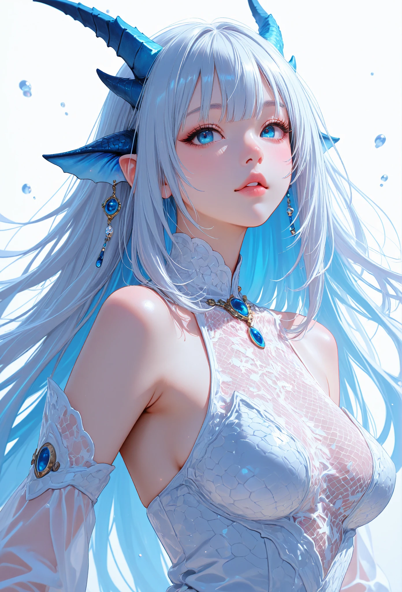 (((masterpiece))),(((best quality))),((ultra-detailed)),(illustration),(dynamic angle), ((floating)),(paint),((disheveled hair)), (solo),(1girl), ((small_breasts)), (((detailed anima face))),((beautiful detailed face)),collar,bare shoulders,  white hair, ((colorful hair)),((streaked hair)), beautiful detailed eyes,(Gradient color eyes),(((colorful eyes))), (((colorful background))),(((high saturation))),(((surrounded by colorful splashes))),(((surrounded by colorful dot))),colorful bubble,((shining))