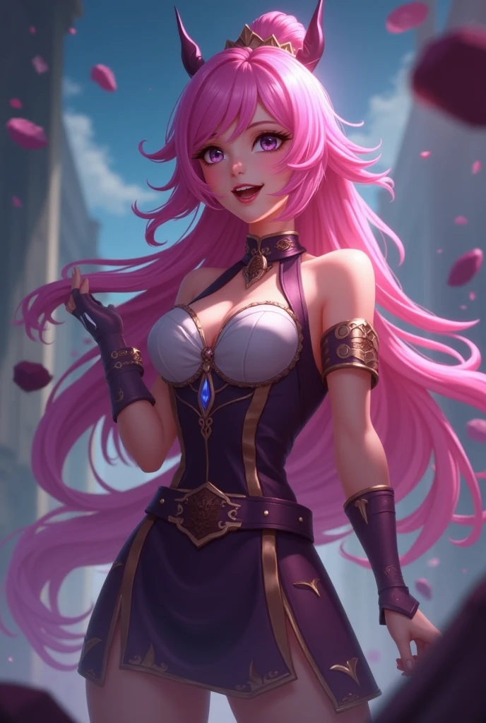 1 mulher, fantasiada de xayah de league of legends, strong emotions, sakura,pink hair,  (cabelo curto!!), luz, foco, frozen, como elza de xayah , corpo inteiro, solo, magia ao seu redor. from head to toe, corpo inteiro, strong emotions, corpo todo!!!! penas! Asas, vastaya!!! champion