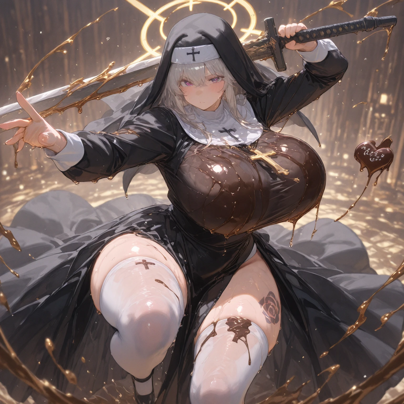 masterpiece, extra limbs,solo,(1 child),10years old,(((white shaggy cut:1.5))), (((tarame eyes,out of focus,blank black eyes:1.8))), (((flat chest,small black nipples,darks small areolas))),(((pregnant))),(((grey skin color:1.8))),athlete skinny body,(((afterglow, open mouth,saliva:1.5))),(((cum facial,cum in mouth,cum in pussy,cum in body:1.5))),spread legs, sitthing,((clothed ninja:1.3)),(((torn clothes))),boots,((cemetery,night:1.8,fog:1.2)),(sitting on tombstone),full body