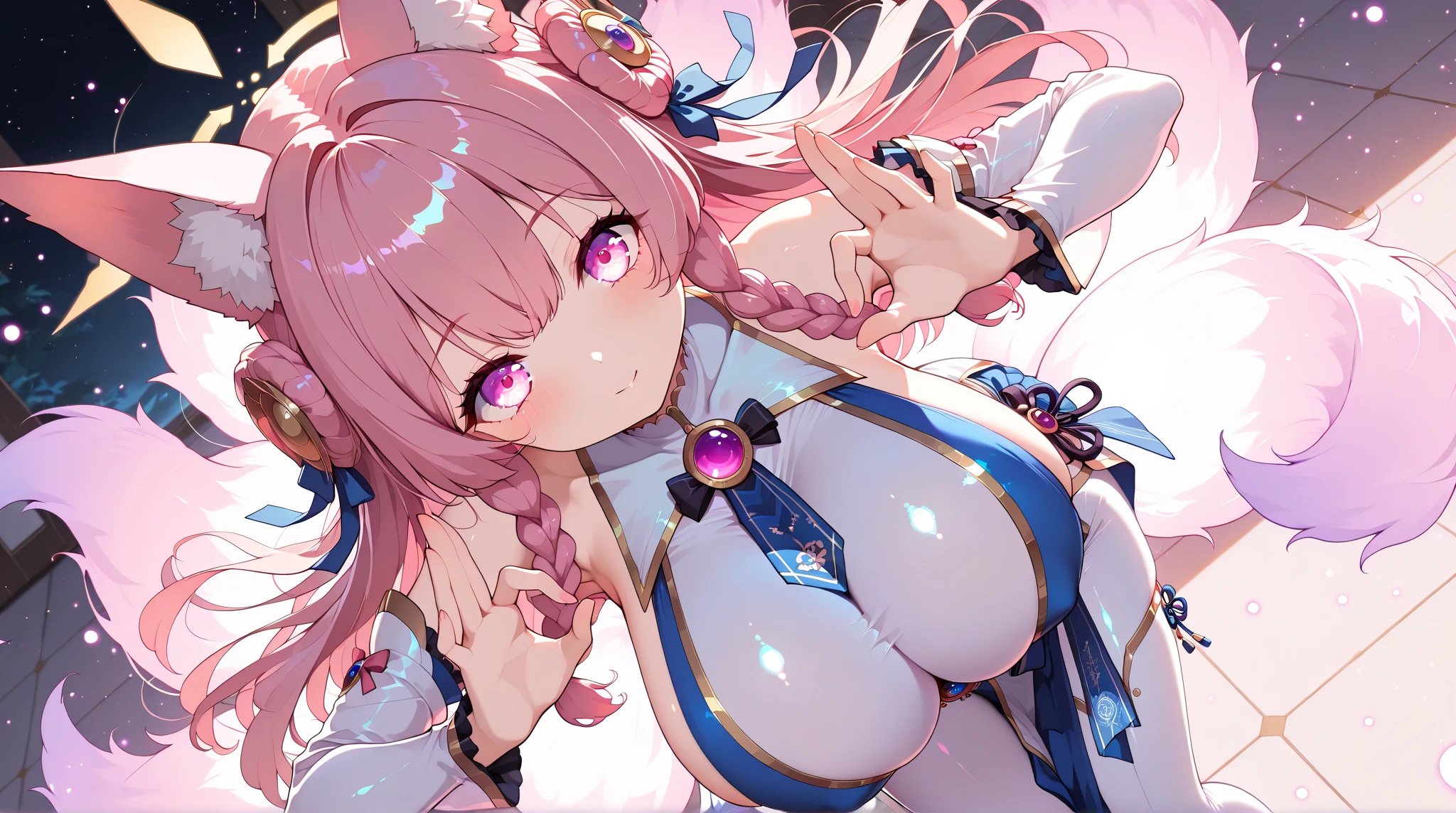 ((NSFW:0.9),masutepiece, (1girl in),3-year-old innocence、poneyTail、 Idol,Looks fun with a big smile, ((upper body closeup)), Big eyes, It seems that the eyes are shining、Kawaii Tech, kawaii, Cute, Pastel colors,Hair color is pastel、 (Best Quality), Happy,Deep background, Symmetrical, Head Tilted,The composition should exude sensuality and innocence、An ultra-high picture quality、Dynamic Angle