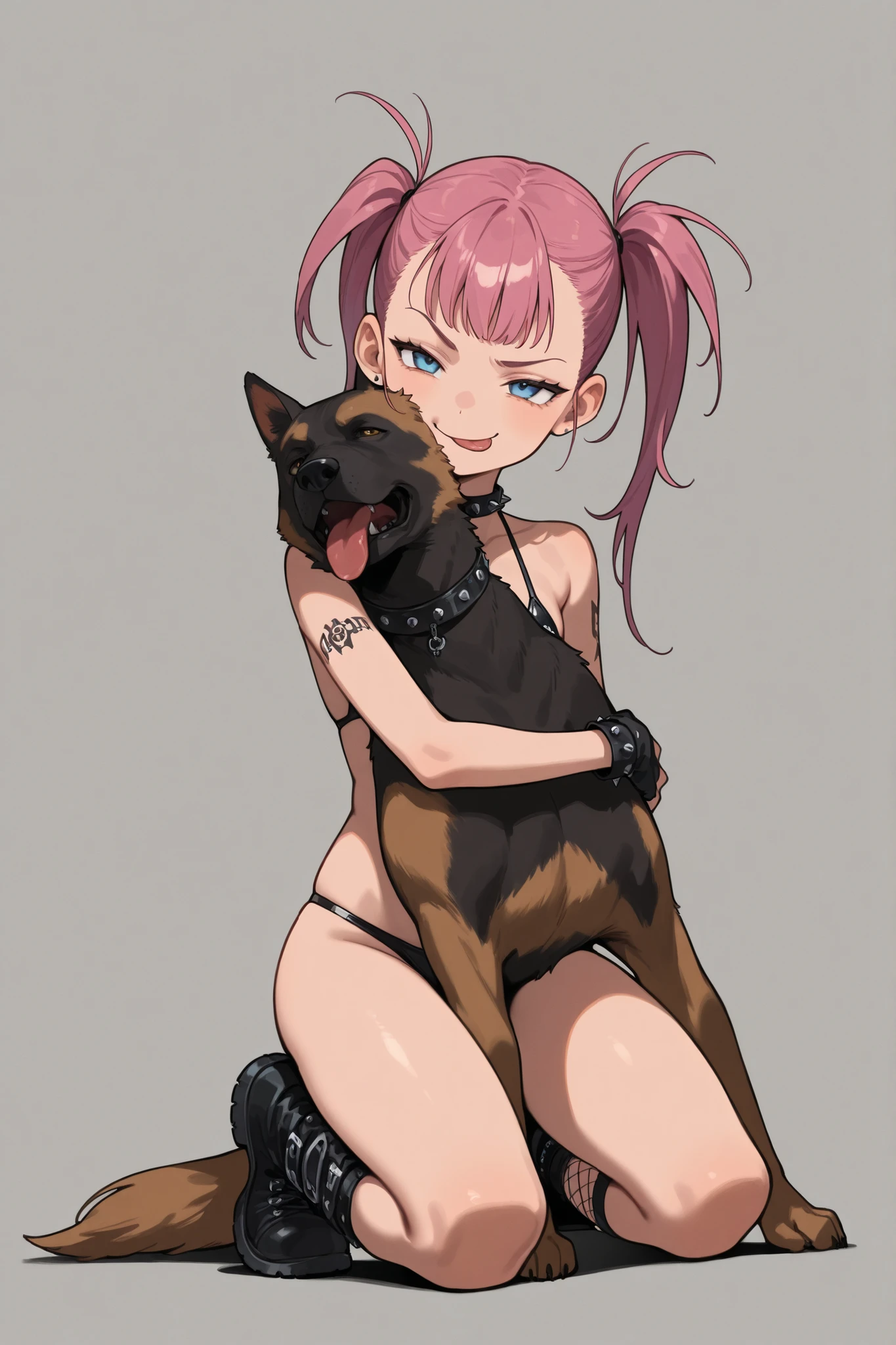 Super best quality、Ultra-high resolution、Beautiful details、Ultra HD quality、1 girl、9 year old pretty girl、Young Girl、Completely naked、pubic hair、clitoriedium sized breasts、Pink short bob、bestiality、Giving a blowjob to a dog、Moist with tears、A large amount of love juice is dripping from the pussy、Beautiful pink nipples、Low - Angle