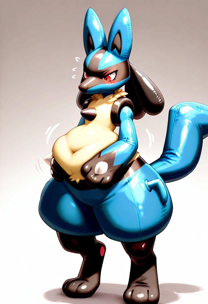 a highly detailed, hyper-realistic, 3D render of a Lucario Pokemon character, bound and restrained in a scientific research laboratory, with a large erect penis, being subjected to tickling, making ahegao expressions, receiving a handjob, intense , nipple stimulation, and feeling extremely ticklish、coming