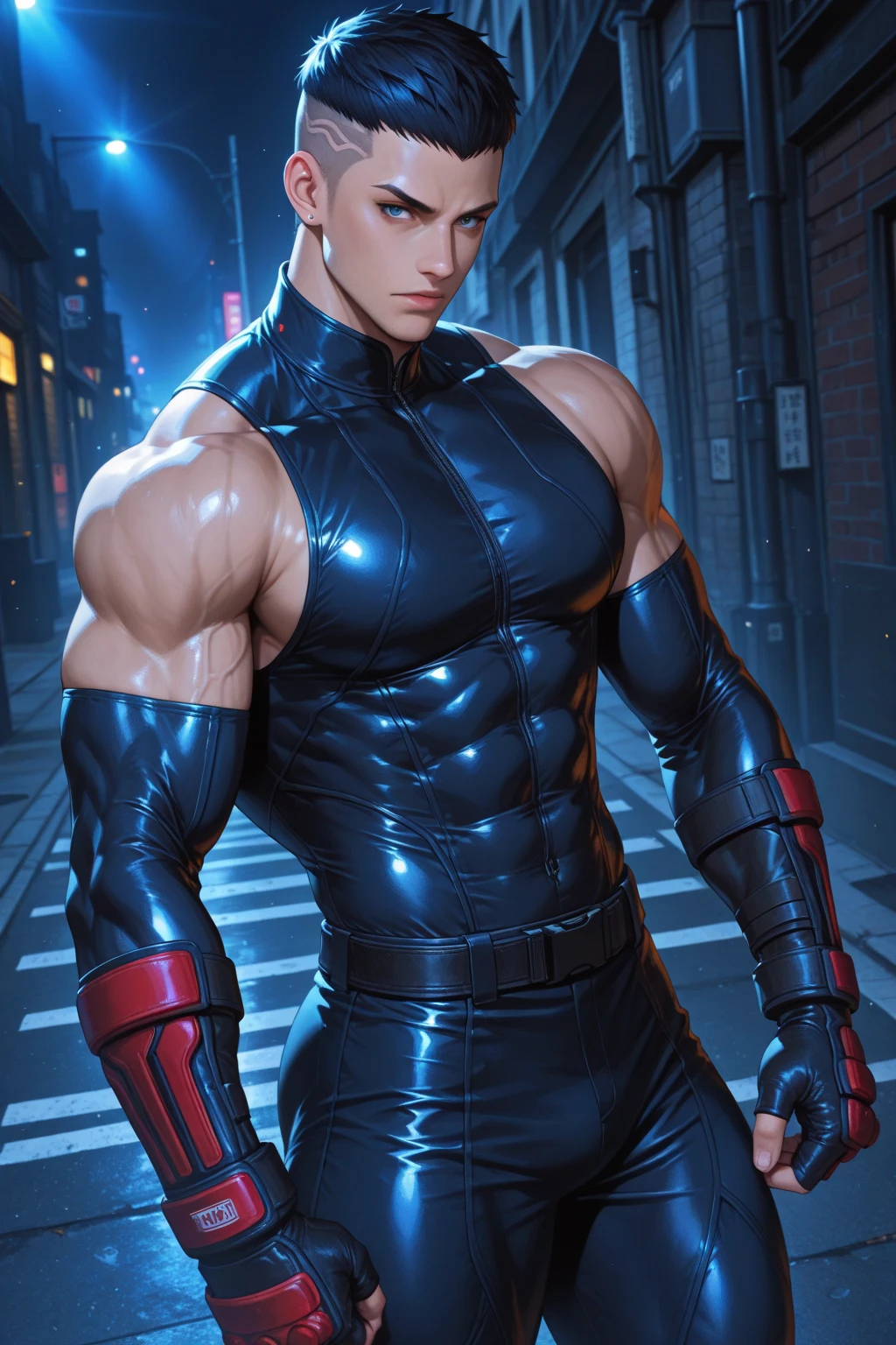 male, wearing tight shirt, fluffy chest, chest up bust shot, big chest,  8 pack abs, thicc, insanely inflated hips, chest, formless breasts, big shoulders, ripped clothes , extremely muscular, huge bulge
