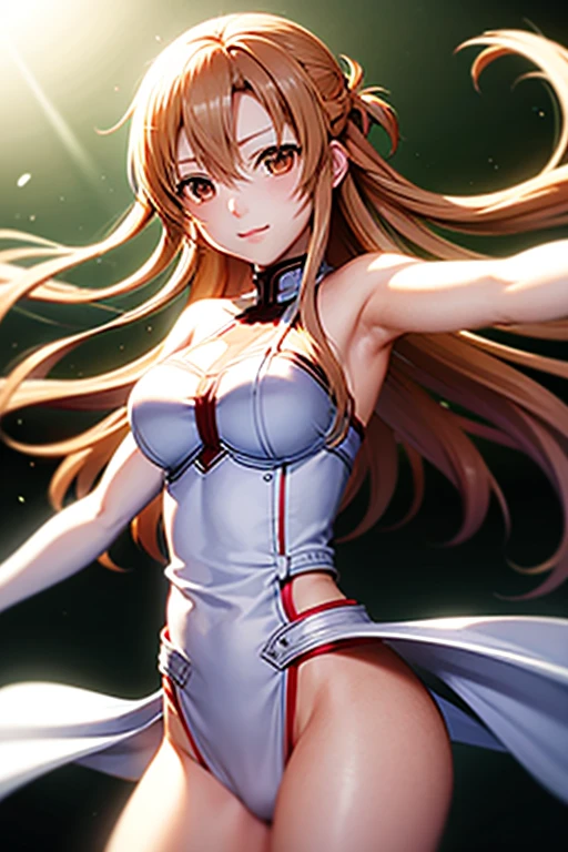 2girls, hight resolution, best pictures,Yuuki Asuna , super precision,、[3D images:1.35]、[[In high-quality anime、Cute Asuna with brown hair and brown eyes:1.15]]、not wearing anything、a pool, big boobs, full naked, naked, sexy girl, raise hand, showing off armpits,showing boobs,
