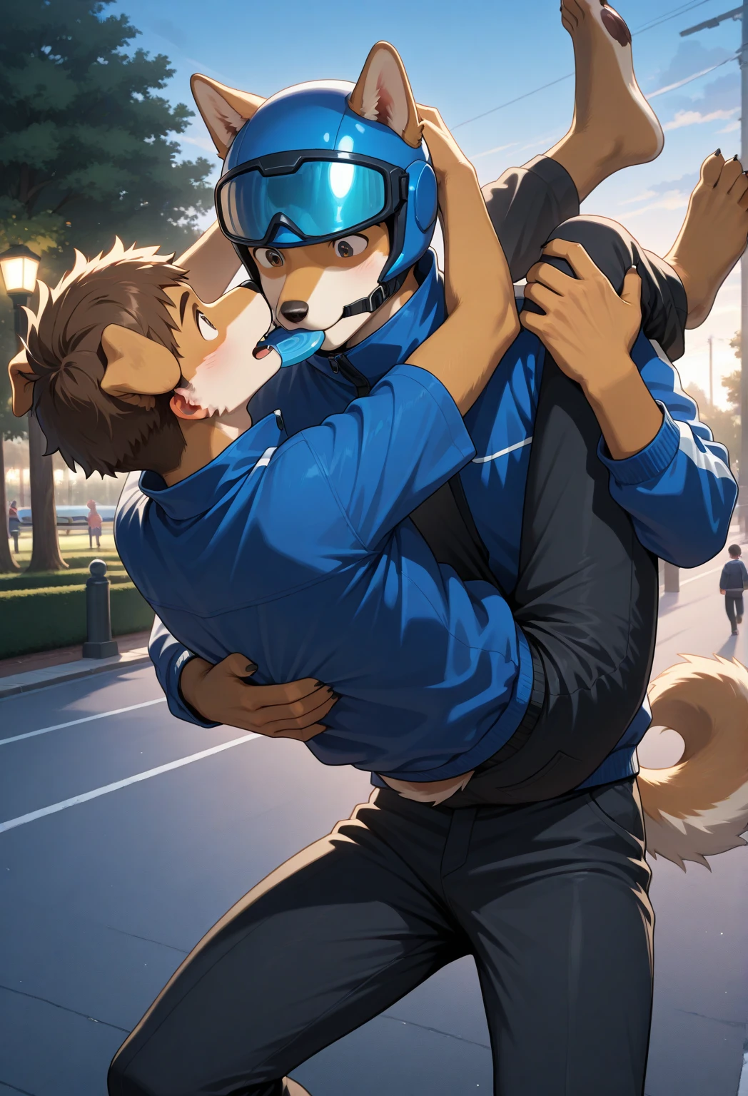 A two Wolfs wearing a real motogp racing suit, motorcycle racing suit, standing on corner wall, push dick inside other wolf butt, cum, real dick shaft, moaning face, drooling face, cumshot