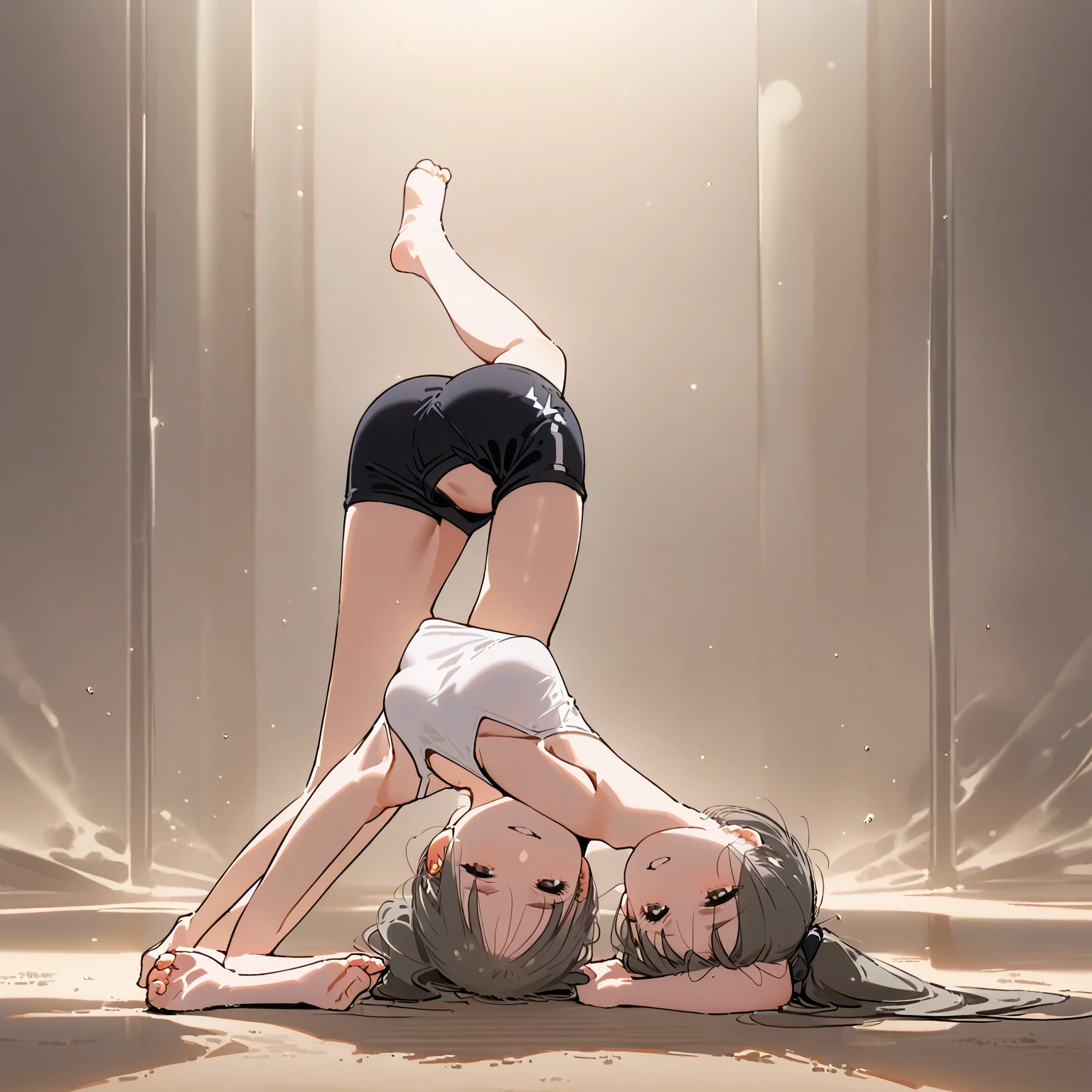 Hanamaru kunikida
in a bikini laying down on her side with her arm for support poseing