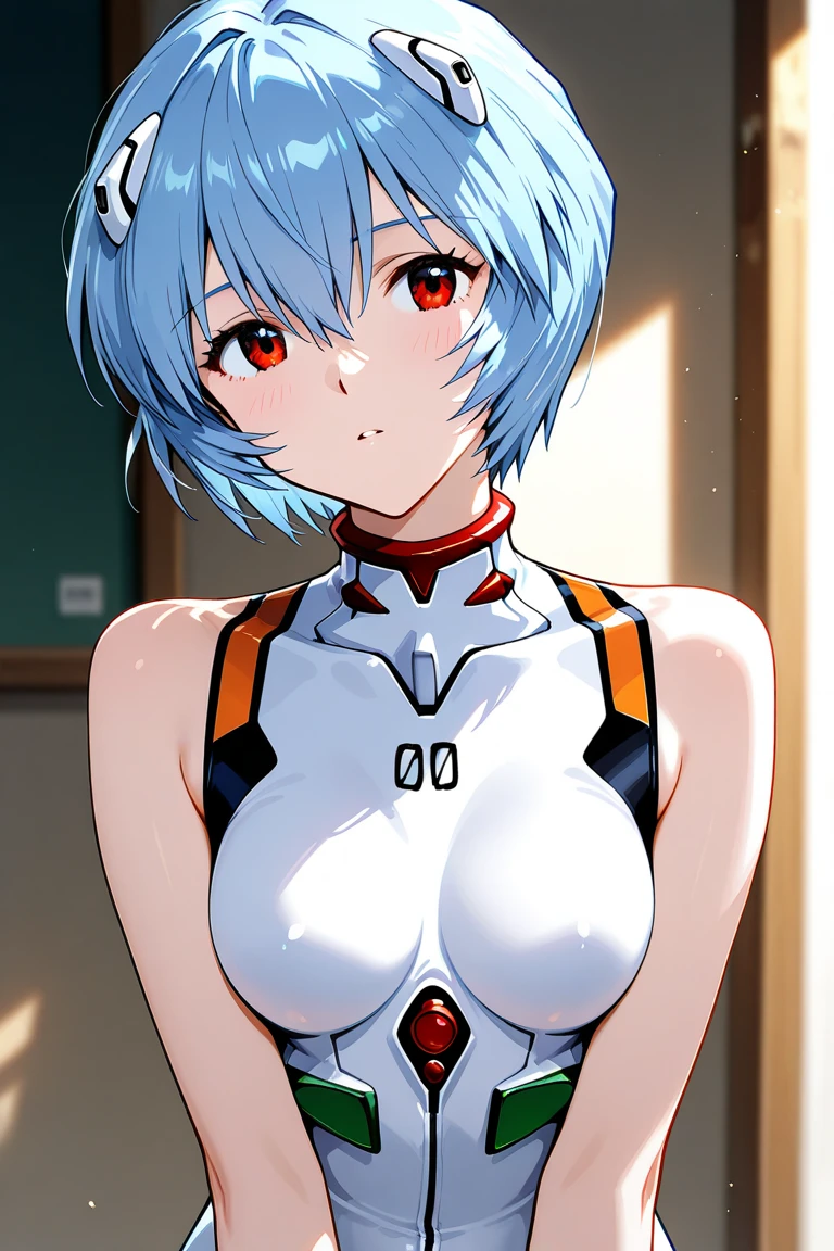BREAK looking at viewer, BREAK (masterpiece:1.2), best quality, high resolution, unity 8k wallpaper, (illustration:0.8), (beautiful detailed eyes:1.6), extremely detailed face, perfect lighting, extremely detailed CG, (perfect hands, perfect anatomy),spaceship,stars,planets,milkyway,rei ayanami, blue hair, short hair, (red eyes:1.5),
bodysuit, headgear, plugsuit, white bodysuit,camel toe,cleavege,neckline,on knees,bend over,from above.
