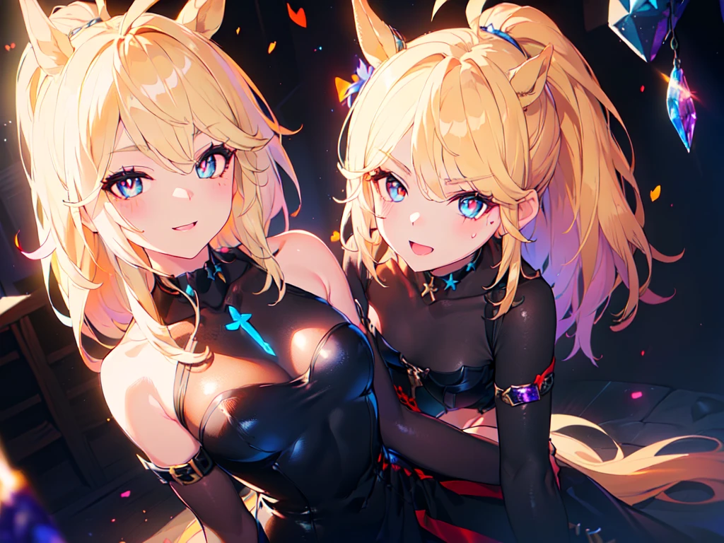 00 Anime Moe Art Style,Highest quality,High resolution,Anatomically correct,Multiple Girls,Mid-s,color々Girl with a hairstyle,Gal-style girl,Super detailed,Big Breasts,Shiny skin,Beautiful Skin,A rich expression,Bright smile,blush one's cheeks,high school girl,Nipples are visible,classroom,Sit at a desk,Naked upper body,The lower half is only underwear,sexy,Eyes drawn in detail,8k
