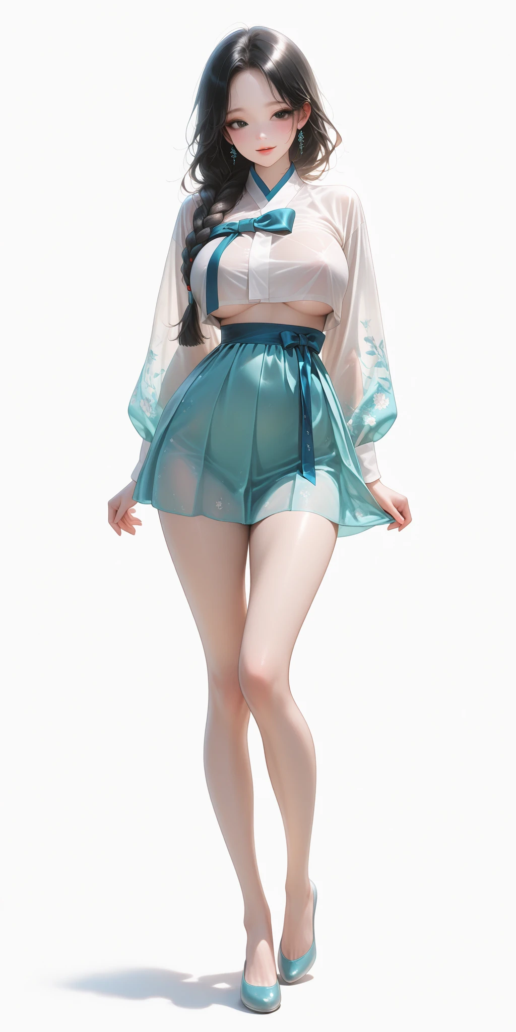 超高分辨率、realisticlying、Two women in short skirts and tight stockings，Transparent lace dress，Underwear is clearly visible，White transparent stockings，Looming panties，Sexy and charming face，It's addictive，Super sexy lingerie，The charm remains！