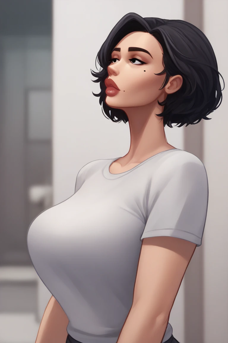 (A melhor qualidade)) com seios lindos e semsuais , ((Altamente detalhado)), Obra-prima, (olhos detalhados, olhos profundos), (1 garota), Helenaparr, 1 garota, Sozinho, sorriso, short cabelo, marrom_cabelo, Olhos claros, corpo maduro cheio de curvas, Apartamento de Helena, Quarto do inquilino, Helen Parr wears a sexy t-shirt and tight black yoga pants, noite, midnoite, Helena, sardas com seios lindos. E sensuais claras, grande, vestido vermelho, Normal body proportions, rosto perfeito, rosto sexy, Helen Parr, Helen Parrs sneaks into her tenant's bedroom in the middle of the noite and closes the door behind her, Helen looks over her shoulder and bites her lip in lust when she sees her tenantCartoon style GTA style digital illustration