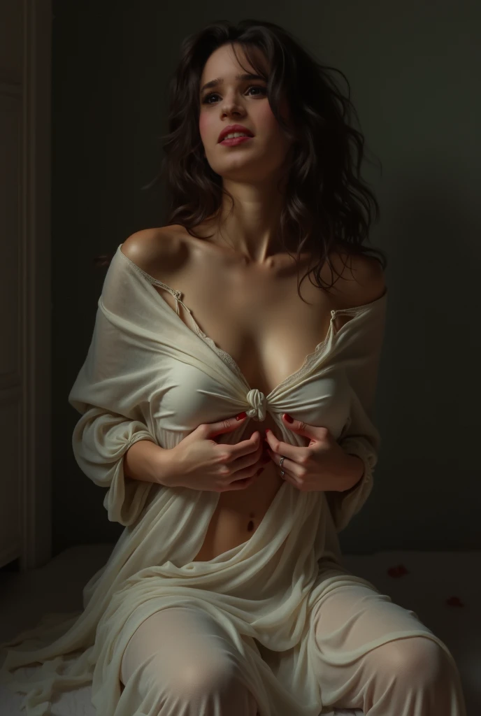 Best quality, masterpiece, ultra high res, (photorealistic:1.4), raw photo, 1girl, offshoulde, low key, cold light,huge breast
