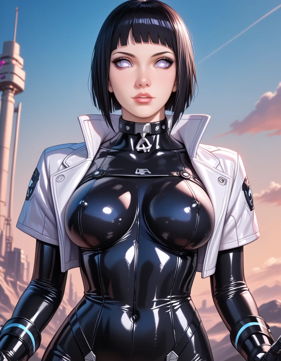 (SFW), detalles intrincados, 1 chica, noche, (bright neon colors), ((volando sobre la ciudad futurista cyberpunk)), antecedentes detallados, (little cyborg girl, ((linda cara perfecta, ojos rojos brillantes y brillantes)), (perfect anatomy, small perky breasts), (Cabello naranja y blanco degradado absurdamente largo, pelo ondeando al viento)), impossible detailed ribbed bodysuit, armadura de hombro, cyber members, dynamic angle, 