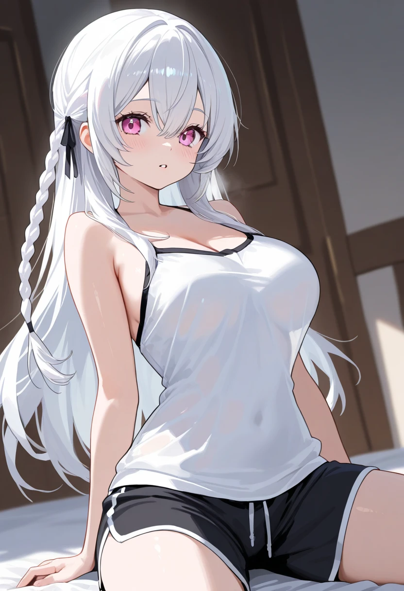(best quality, masterpiece), 1 girl, centaur, It takes, White skin, Korean , Smiling, exposing the abdomen,Sportsbra, 아름다운 소녀 perfect wolf photo, perfect wolf photo