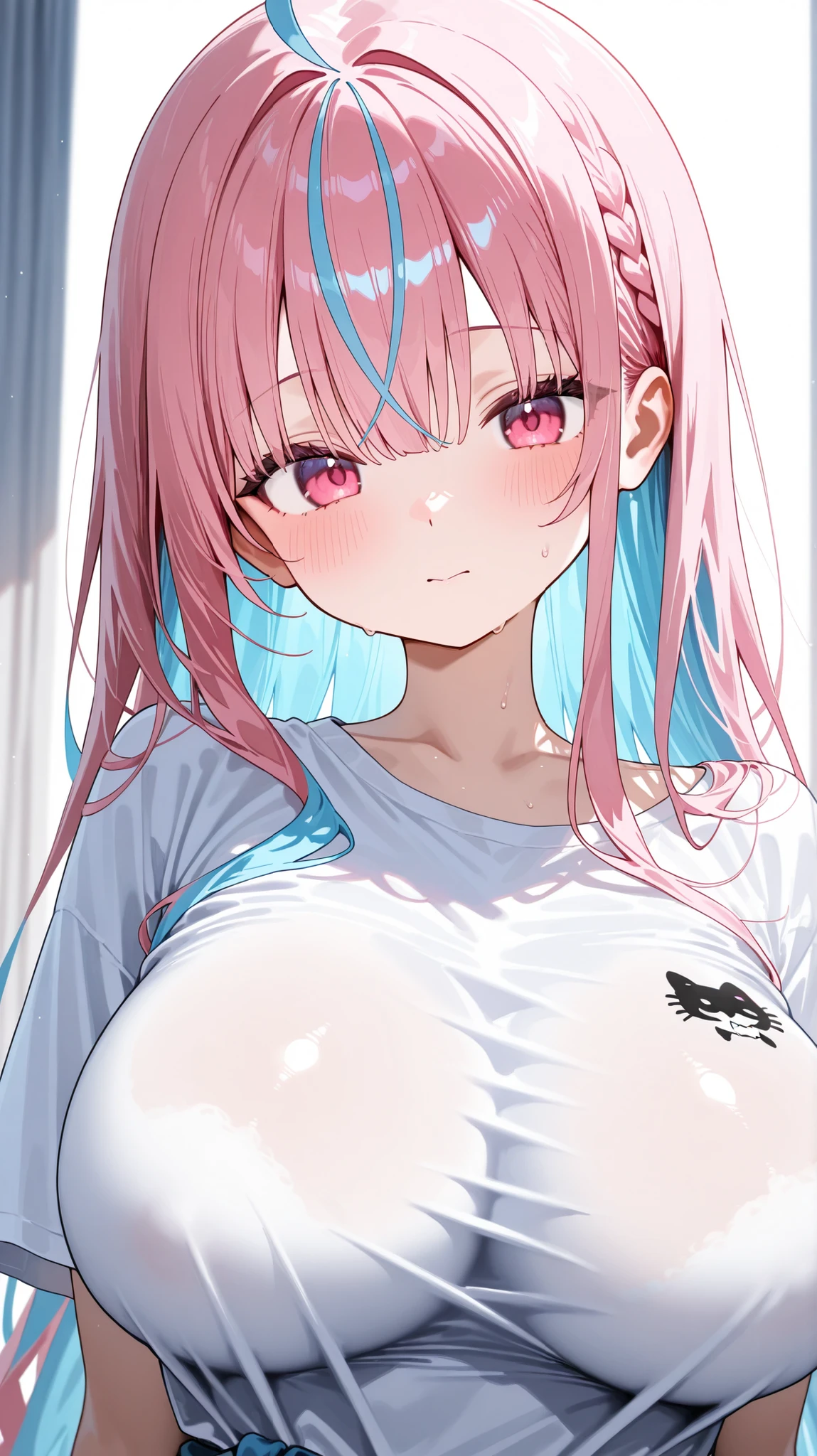 ((masterpiece、Highest quality、Super detailed)、((One person))、((Pink Hair))、((Twin tails))、((Light blue eyes))、ahegao、((open mouth))、((lots of piercings))、((Very large breasts))、((Full nudity))、((Sweat))、((Self breast massage))、((Masturbation))、Cowboy Shot、((spread legs))、Lying on your back in bed、Shoot from above
